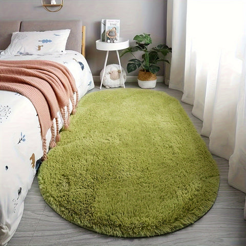Plüsch Ovaler Teppich – Weicher und Stilvoller Teppich für Schlafzimmer und Wohnzimmer Dekoration
