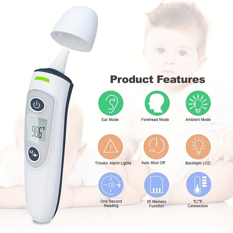 2-in-1 Digitale Thermometer mit Schneller 1-Sekunden Messung – Geeignet für Stirn und Ohr