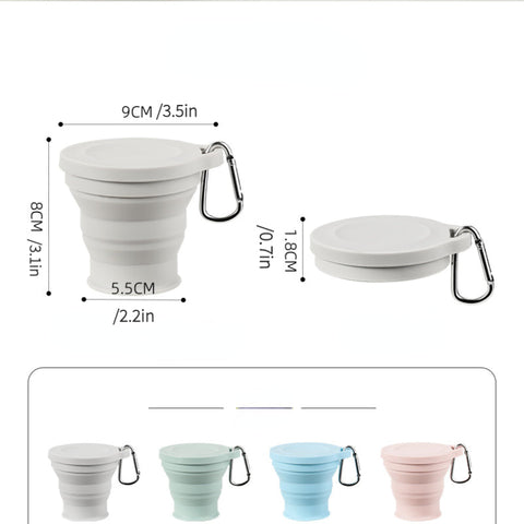 Faltbecher aus Silikon mit Karabinerhaken - Tragbarer und langlebiger Becher für Outdoor und Camping