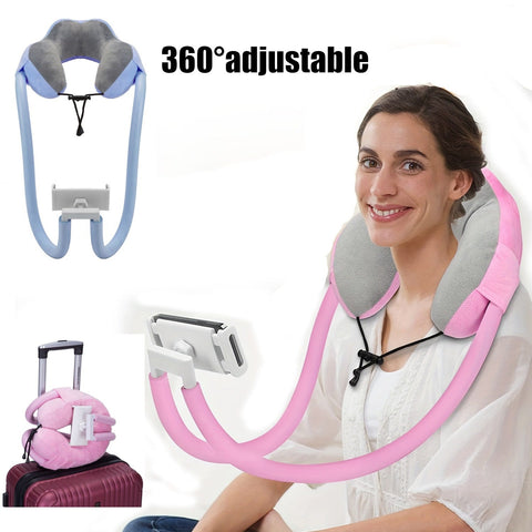 ReisLuxe Verstellbare Nackenstütze mit Handyhalter - Für Komfort und Bequemlichkeit
