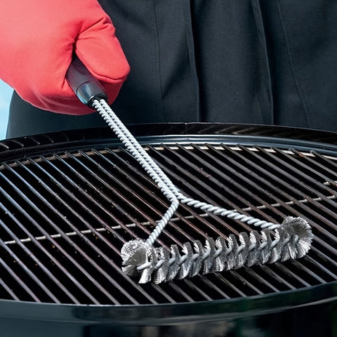 Y-förmige BBQ-Bürste mit langem Griff – Edelstahl-Reinigungsbürste für gründliche Grillreinigung