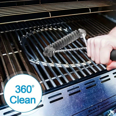 Y-förmige BBQ-Bürste mit langem Griff – Edelstahl-Reinigungsbürste für gründliche Grillreinigung