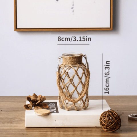 Rustikale Glasvase mit Jute-Schnur – Dekorativ und Zeitlos für dein Interieur