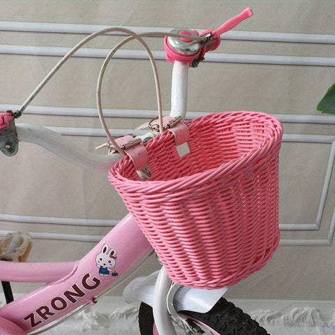 Handgewebter Fahrradkorb für Kinder – Plastik-Rattan-Korb für das Fahrrad