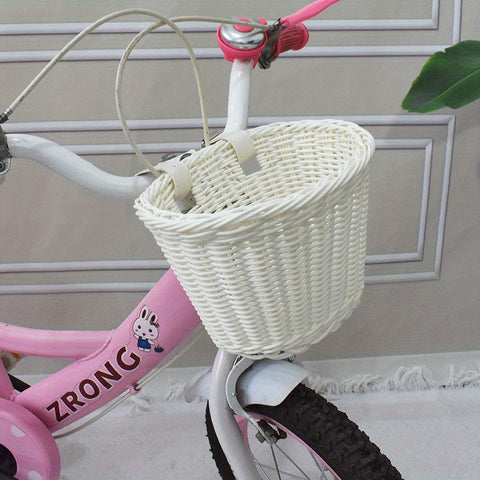 Handgewebter Fahrradkorb für Kinder – Plastik-Rattan-Korb für das Fahrrad