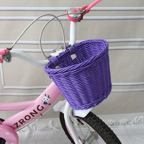 Handgewebter Fahrradkorb für Kinder – Plastik-Rattan-Korb für das Fahrrad
