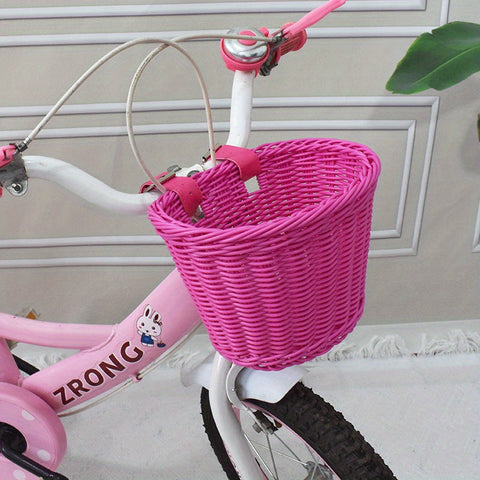 Handgewebter Fahrradkorb für Kinder – Plastik-Rattan-Korb für das Fahrrad