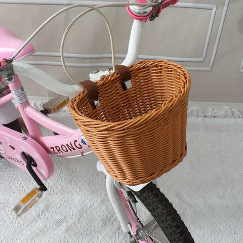 Handgewebter Fahrradkorb für Kinder – Plastik-Rattan-Korb für das Fahrrad