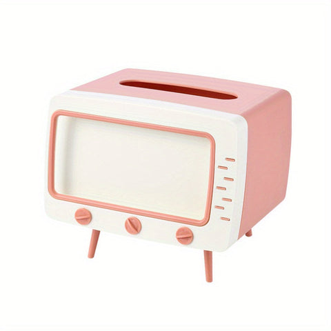 RetroTV Tissuebox Halter - Multifunktionaler Tissue-Dispenser mit Telefon-Dock