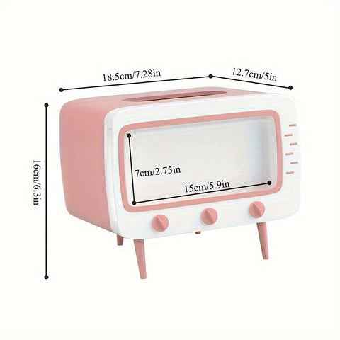 RetroTV Tissuebox Halter - Multifunktionaler Tissue-Dispenser mit Telefon-Dock