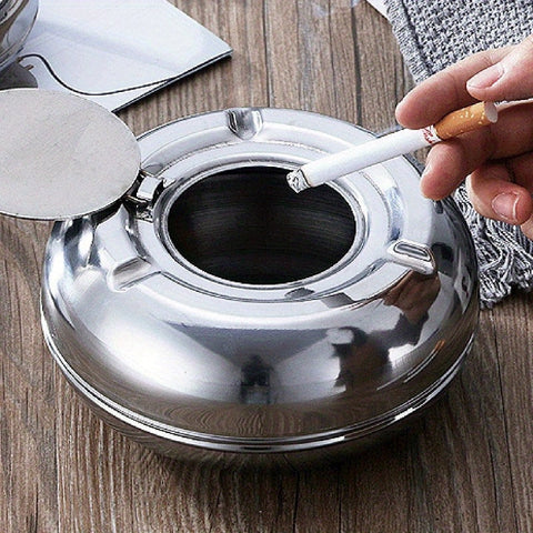 Edelstahl-Aschenbecher mit Deckel – Winddichter und Rostfreier Aschenbecher für Innen und Außen