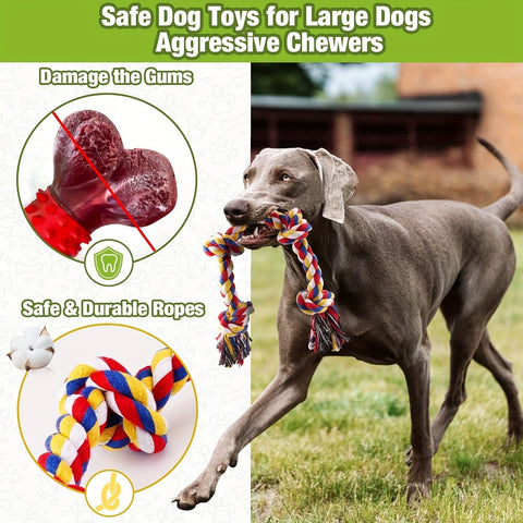 4-teiliges Hundespielzeugset – Ideal zum Kauen, Beißen und Spielen