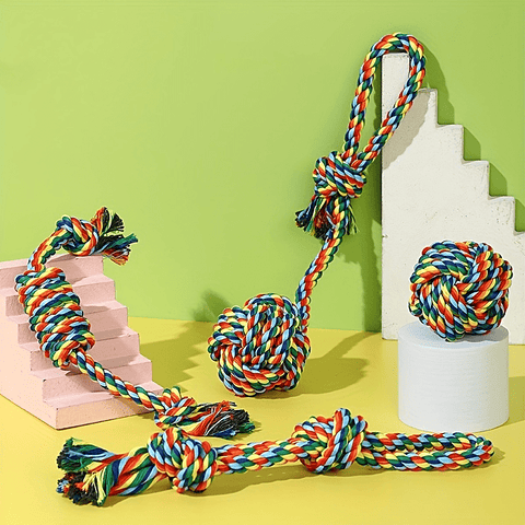 4-teiliges Hundespielzeugset – Ideal zum Kauen, Beißen und Spielen