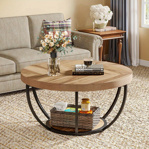 Runde Couchtisch mit Doppeltem Stauraum – Funktional und Elegant