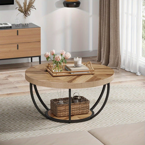 Runde Couchtisch mit Doppeltem Stauraum – Funktional und Elegant