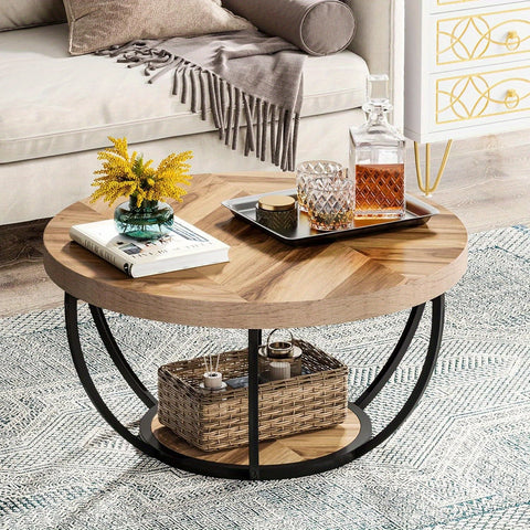 Runde Couchtisch mit Doppeltem Stauraum – Funktional und Elegant