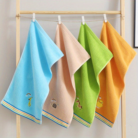 Süße Cartoon Bestickte Kleine Handtücher – Weiche Baumwoll-Set von 4