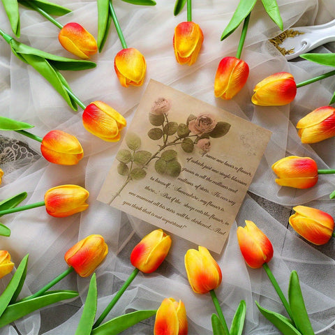 Set aus 15 Realistischen Kunst-Tulpen – Perfekt für Hochzeiten und Saisonale Dekorationen