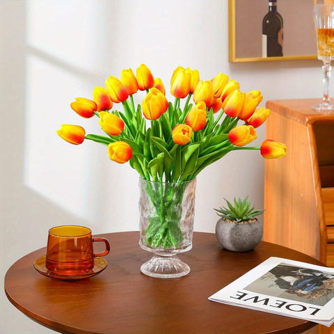 Set aus 15 Realistischen Kunst-Tulpen – Perfekt für Hochzeiten und Saisonale Dekorationen