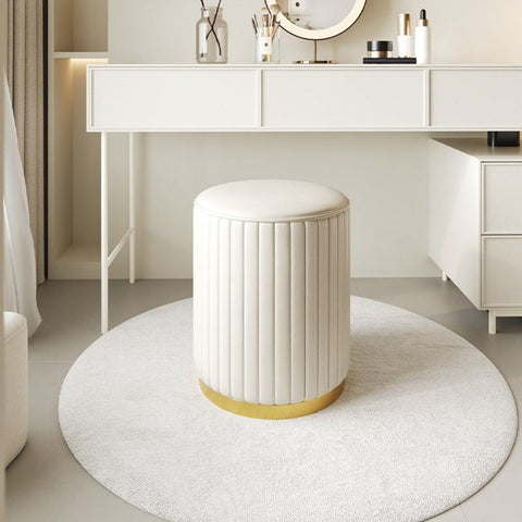 Nordic Chic Aufbewahrungs-Ottoman – Stilvoller runder Pouf mit Stauraum und Spiegeloberfläche