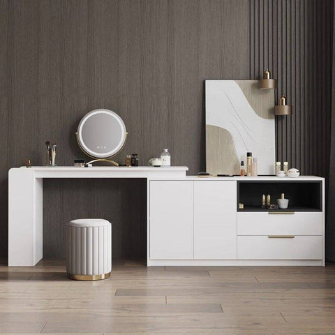Nordic Chic Aufbewahrungs-Ottoman – Stilvoller runder Pouf mit Stauraum und Spiegeloberfläche