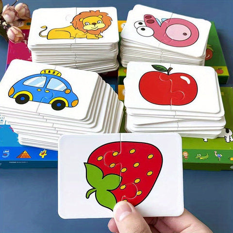 Bildungs-Puzzleset für Kinder – 16 Teile mit Lustigen Bildern von Berufen, Fahrzeugen und Gemüse