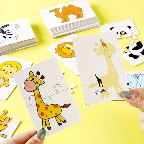 Bildungs-Puzzleset für Kinder – 16 Teile mit Lustigen Bildern von Berufen, Fahrzeugen und Gemüse