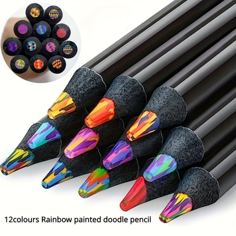 12er-Pack Regenbogenfarbene Bleistifte – Farbverlauf-Bleistifte mit 2mm Graphit für Kunst und Schreiben