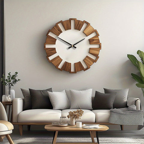 Rustikale Holz-Wanduhr mit stillem Uhrwerk – Zeitloses Design für Wohnzimmer, Büro und Schlafzimmer