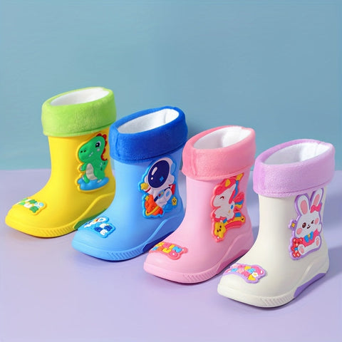 Kinder Gummistiefel mit Cartoon Weltraumreisender – Warm und Wasserdicht für den Winter