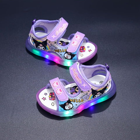 Sanrio Mädchen Sandalen mit Beleuchtung – Kawaii Cartoon Prinzessinnen Sandalen für den Sommer