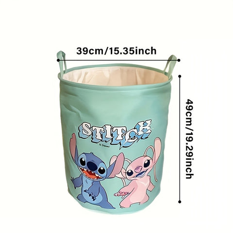 Stitch-Themen Faltbare Wäschekorb - Geräumiger Polyester-Organizer mit Griffen