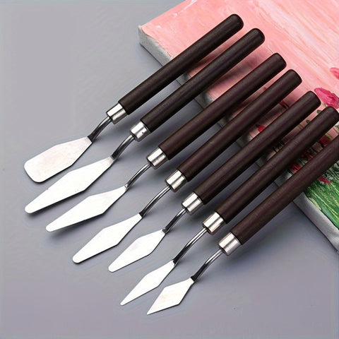 7-teiliges Edelstahl Palette-Messer Set – Zum Malen und Mischen von Farben
