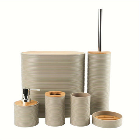 Moderne Badezimmer Set mit Bambus Akzenten – Organisiert und Elegant in Einem