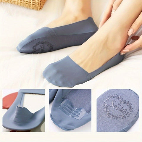 5 Paar Ice Silk Socken – Atmungsaktive und Rutschfeste Unsichtbare Socken für Damen