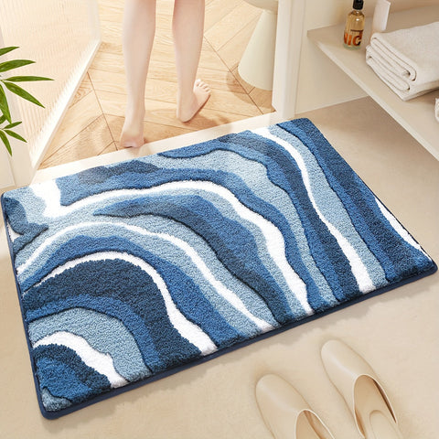 Geometrische Badezimmermatte – Absorbierend und Weich mit Rutschfester Unterseite