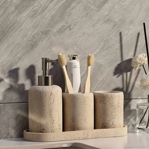 Marmor Seifenspender – Luxuriöser Resinspender mit Edelstahlpumpe für Badezimmer oder Küche