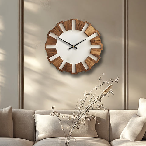 Rustikale Holz-Wanduhr mit stillem Uhrwerk – Zeitloses Design für Wohnzimmer, Büro und Schlafzimmer