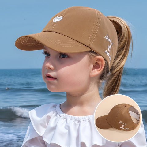 Verstellbare Baseballmütze für Kinder – Herzstickerei und Atmungsaktiver Komfort