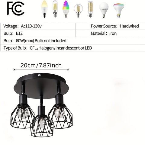Industrielle Drei-Licht Deckenlampe - Für Flexible und Moderne Beleuchtung