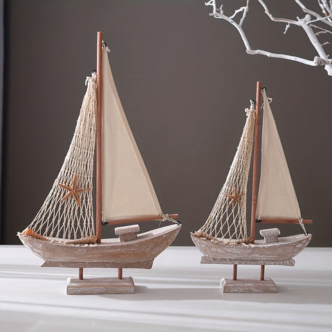 Vintage Holzsegelschiff – Nautische Dekoration für Wohnzimmer, Büro oder Schlafzimmer