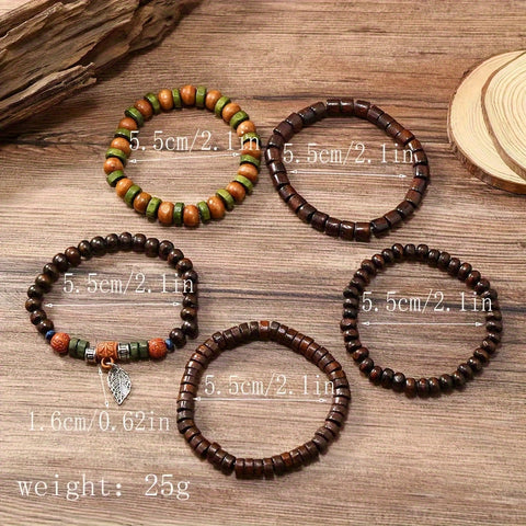 Natürliche Holzperlenarmband-Set - Für den coolen Mann