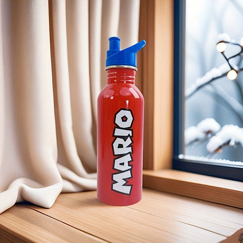 Super Mario Wasserflasche - RVS Trinkflasche mit Deckel für Kinder