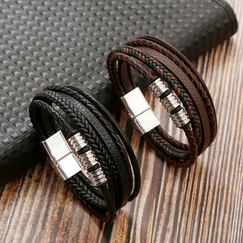 Verfeinerte Geflochtene Lederarmband - Für den Stilvollen Mann