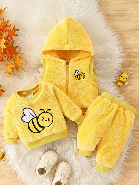 3-teiliges Baby Mädchen Flanell Set – Ideal für kalte Herbst- und Wintertage