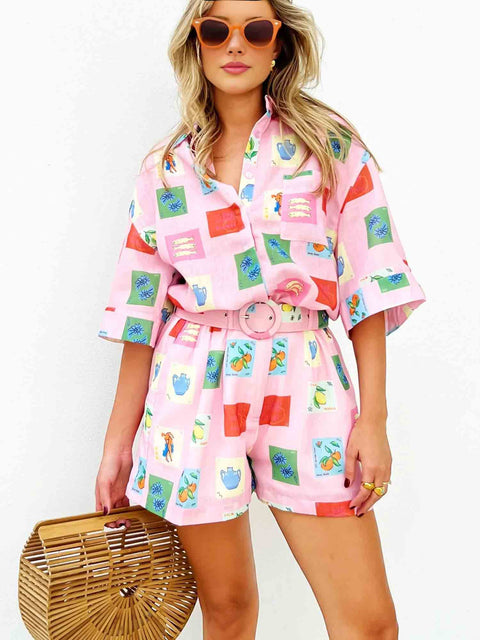 Grace - Buntes Sommer Set: Fröhliches Top & Shorts Kombi