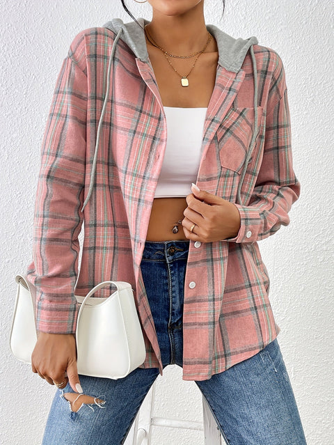 Leichtes Karomuster-Bluse mit Kapuze – Stilvoll und Bequem für Frühling und Sommer