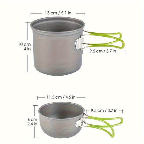 Faltbare Kochset aus Aluminiumlegierung – Leicht und Langlebig für Camping, Wandern und Picknicken