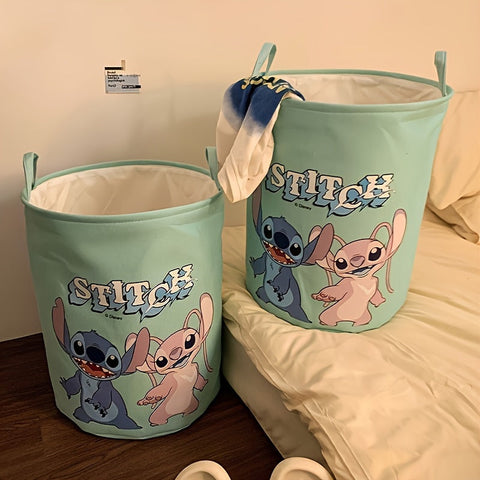 Stitch-Themen Faltbare Wäschekorb - Geräumiger Polyester-Organizer mit Griffen