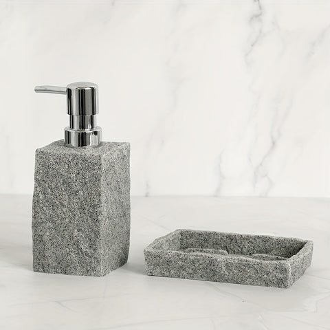 Graues Resin Badezimmer Set – Luxuriöses Set aus 4 Teilen für ein Elegantes Badezimmer